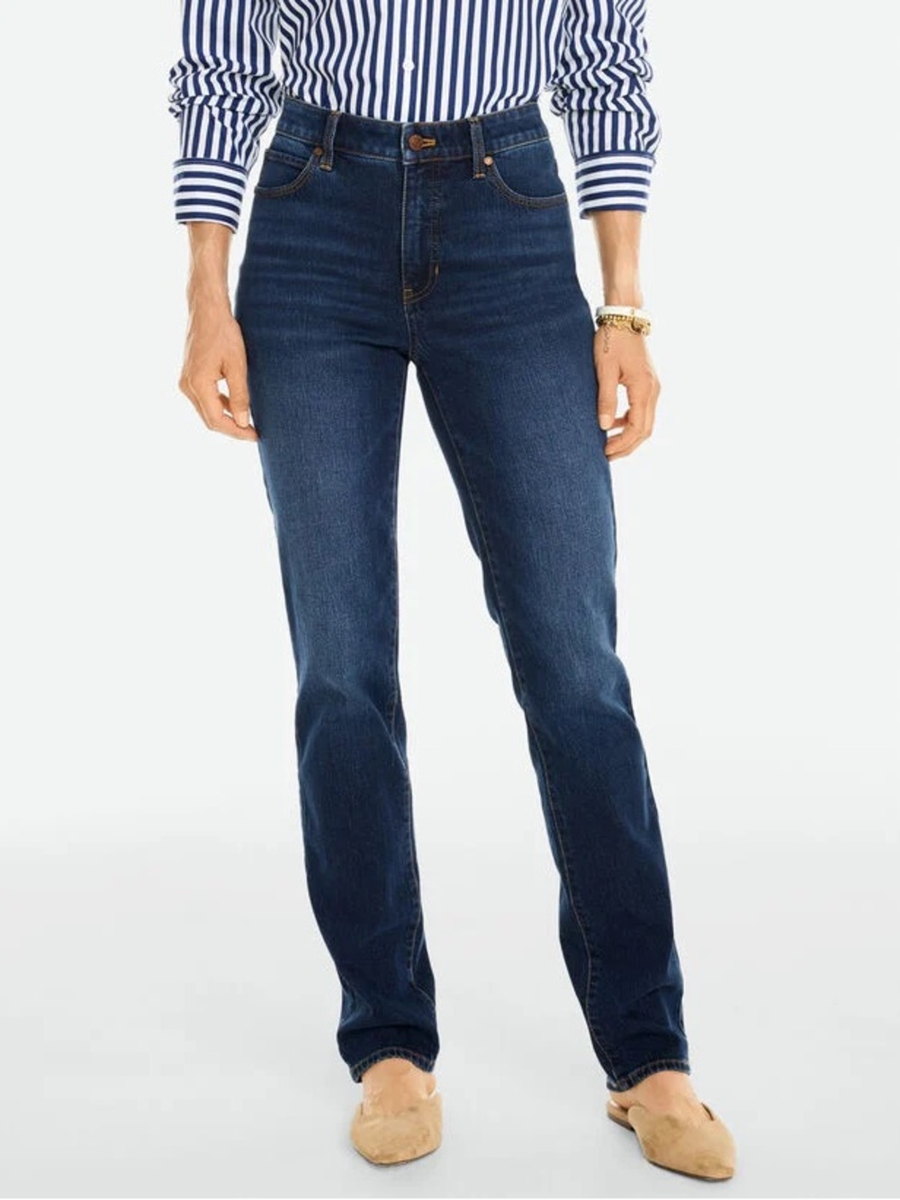 Talbots Dark Wash Slim Straight-Leg High Waisted Jeans 8